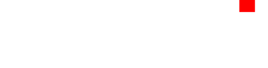 White Vue logo with a red square accent on a black background for cinema and entertainment branding.