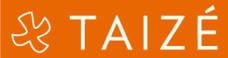 Taizé community logo featuring a white dove and text on an orange background.