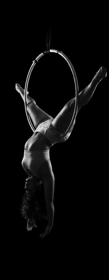 low key black and white aerial hoop photography maude tourret photography