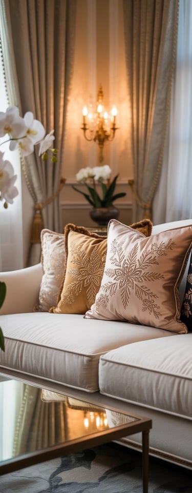 a couch with pillows in a living room