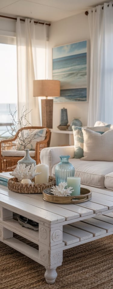a living room with a couch and a table table made ut of wood pallets