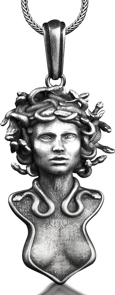 Gorgon Medusa Snake Head Necklace