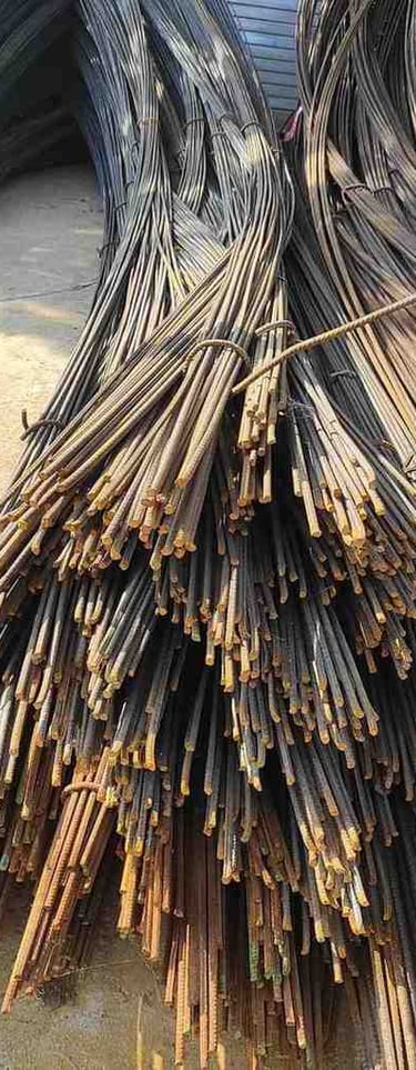 Close-up View of 8mm TMT Bar Showing Ribbed Surface – Export Quality Reinforcement Steel