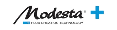 a logo for modesta plus 