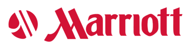 Official red Marriott International hotel brand logo with icon on a black background.