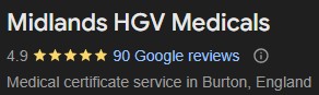 Midlands HGV Medicals Google Reviews