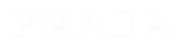 Official white Prada luxury fashion brand logo text on a solid black background.