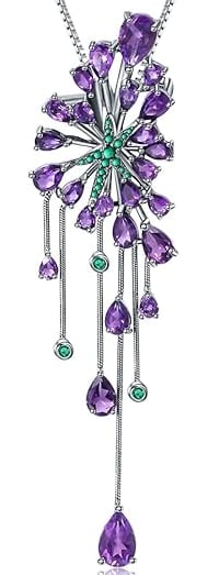 natural amethyst green nano emerald pendant necklace