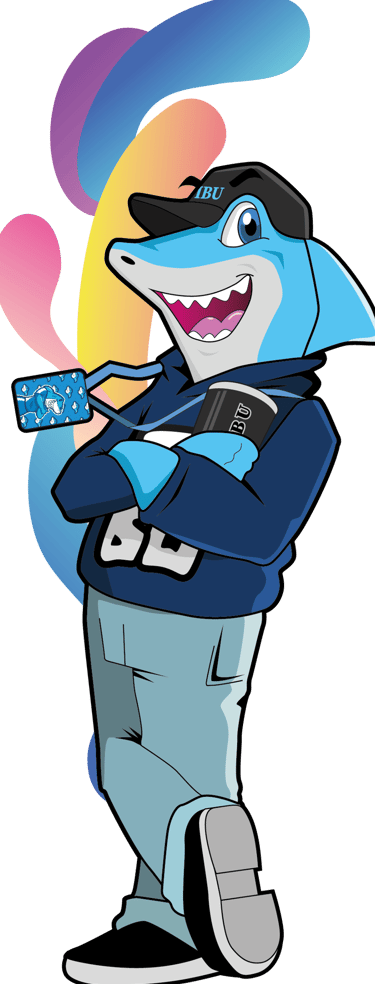 a cartoon sharky character in a baseball uniform