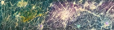 "Una danza vibrante, sinfonía de la creación". Obra expresiva que celebra la vida y el color.