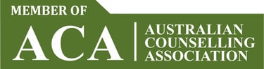 Official green and white member logo for the Australian Counselling Association (ACA).
