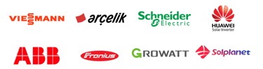 Viessmann, Arçelik, ABB ve Fronius marka logoları.