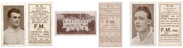 Vintage Swansea Town A.F.C. football cigarette cards featuring players L. Thompson and D. Nicholas with team photos.