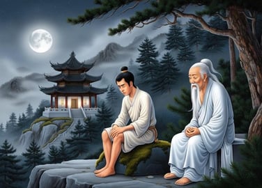 Trần Thái Tông Trầm Tư Bên Quốc Sư Phù Vân