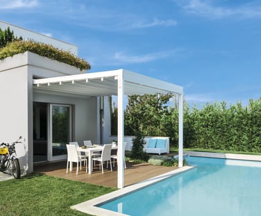 pergola à toile rétractable, lyon et rhône alpes, bioclimatique, store, stomfy, pergola, sur mesure 