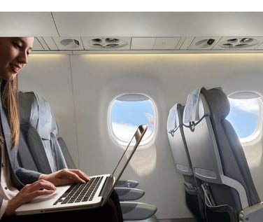 Lady working in the plane