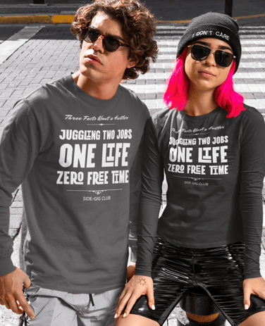 three facts about a hustler, juggling two jobs, one life, zero free time, vivid calm designs