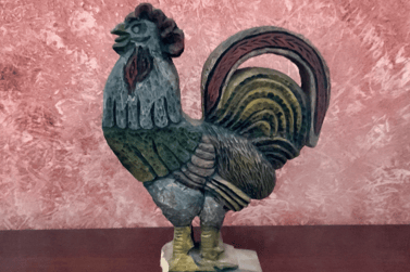 hand carved rustic wood rooster