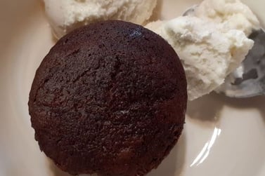 chocolate cupcake and ice cream