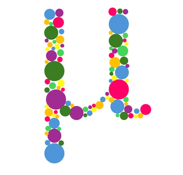 The muspan logo, a mu made of coloured dots