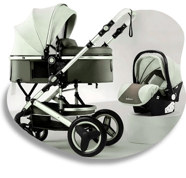 Carrinho de bebê e bebê conforto - lavanderia