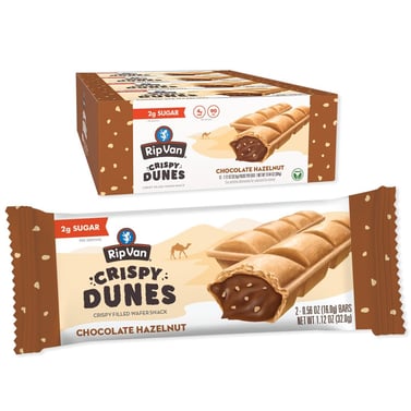 Crispy Dunes Vegan Chocolate Hazelnut Wafer Sticks – Low-Calorie Keto Snack with Hazelnut Cream Fill