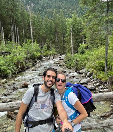 a couple taking a selfie in tatra mountain in poland