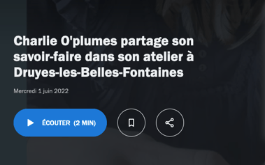 capture d'écran du site de Ici Auxerre et lien vers l'interview radio de la créatrice Charlie O'Plum