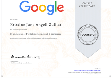 a certificate certificate for a course in google search engine
