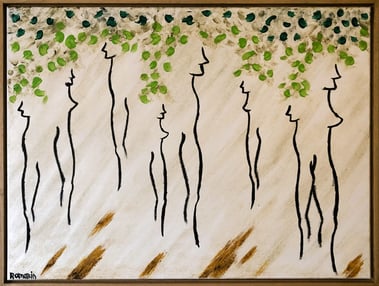 Forest, 60cm x 80cm, Painting on cotton canvas, mix acrylic paint and plant based dyes