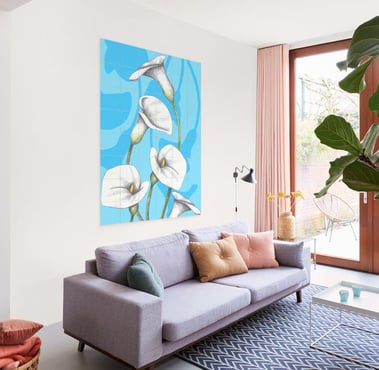Floral Illustration Wall Art in a Living Room