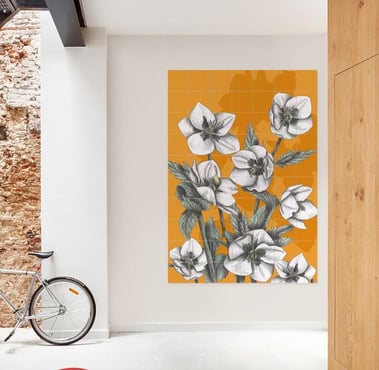 Floral Illustration Wall Art in a Room