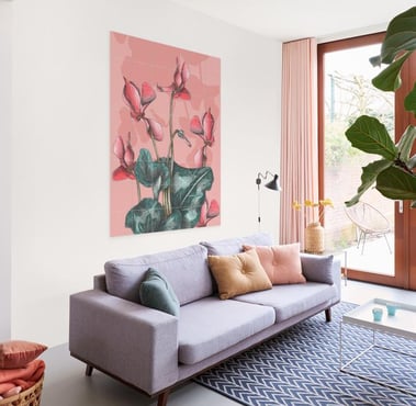Floral Illustration Wall Art in a Living Room