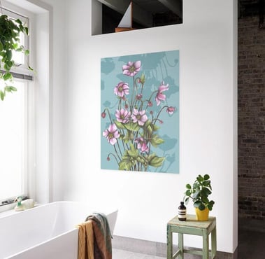 Floral Illustration Wall Art in a Bathroom