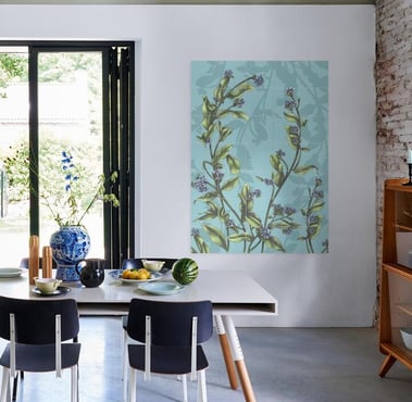 Floral Illustration Wall Art in a Living Room