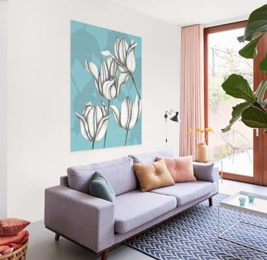 Floral Illustration Wall Art in a Living Room