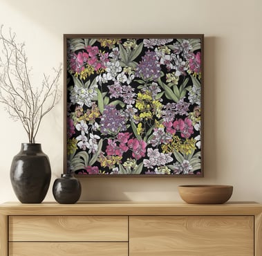 Floral Pattern Wall Art in a Living Room