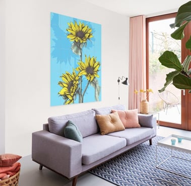Floral Illustration Wall Art in a Living Room