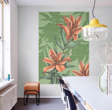 Floral Illustration Wall Art in a Living Room