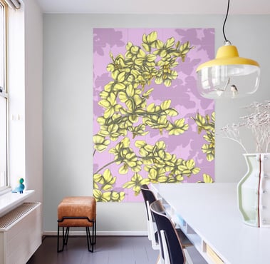 Floral Illustration Wall Art in a Living Room