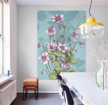 Floral Illustration Wall Art in a Living Room