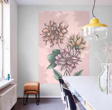 Floral Illustration Wall Art in a Living Room