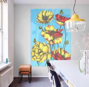 Floral Illustration Wall Art in a Living Room