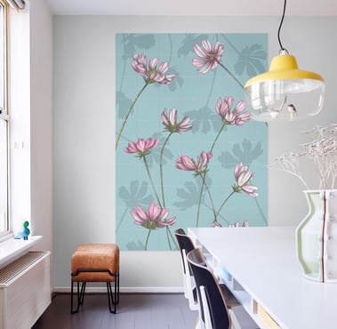 Floral Illustration Wall Art in a Living Room