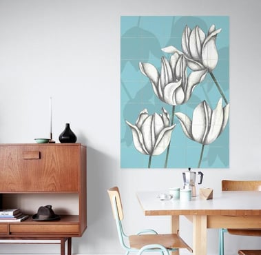 Floral Illustration Wall Art in a Living Room