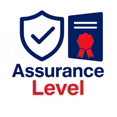 a blue and red assurance level level 3 assurance level 3