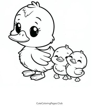 Mama Duck and Ducklings Coloring Sheet