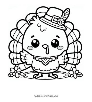 Cute Turkey Coloring Page