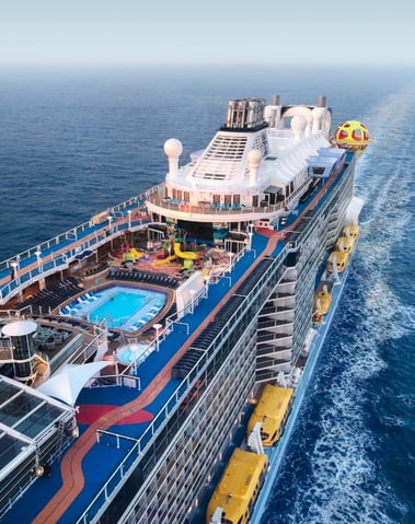 a cruise ship with a pool and a swimming pool