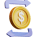 a dollar sign with Rotating arrow, Refinance home loan
